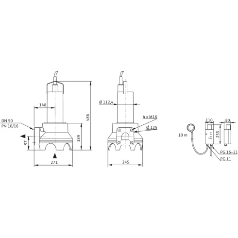 Погружной насос для сточных вод Drain TP 50 F 82/5,5A (3~400 V)