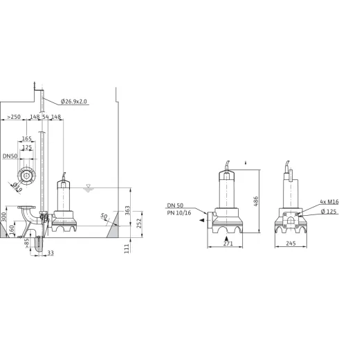 Погружной насос для сточных вод Drain TP 50 E 107/7,5A (3~400 V)