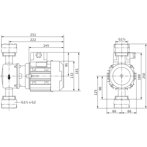 Циркуляционный насос с сухим ротором в исполнении Wilo Inline VeroLine IP-Z 25/2 DM 4090292