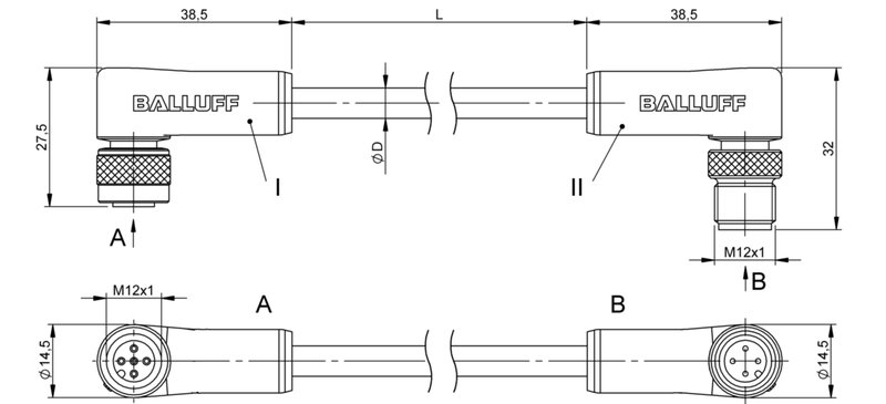Соединительный кабель Balluff BCC M425-M424-3A-305-PS0434-030