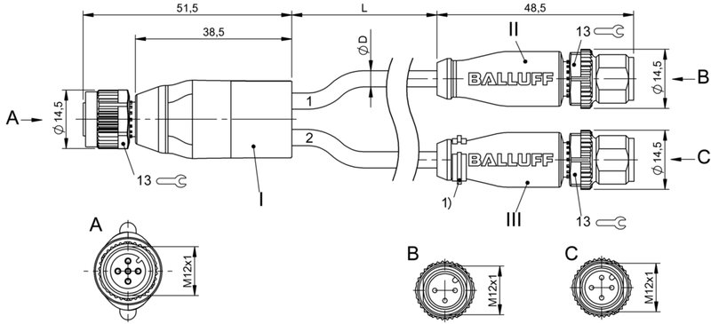 Y-образный распределитель Balluff BCC M415-M413-M414-U2073-003