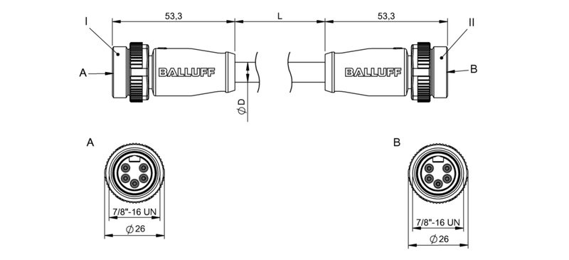 Соединительный кабель Balluff BCC A315-A315-60-330-VS85N6-005