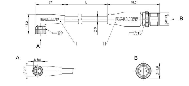 Соединительный кабель Balluff BCC M324-M414-3E-606-VX8434-015
