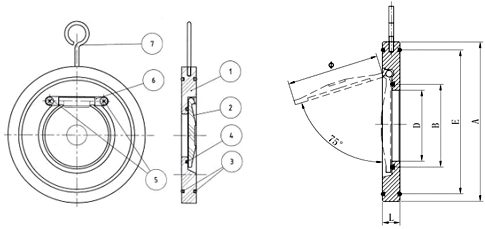 Клапан обратный одностворчатый межфланцевый из нержавеющей стали Genebre 2406-12 Ру16 Ду100 (PN16 DN100 )