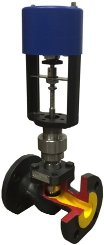Клапан регулирующий из стали с электроприводом с А.У.С АСТА-Р11-040-25Л-СТ-40-03-200-Ф/ЭПА-1,0кН-8,0-24B 1,0кН Ру40 Ду40 ( PN40 DN40 )