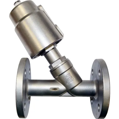 Клапан пневматический из нержавеющей стали АСТА-Р12-020-9,5O-M-16-04-200-Ф/ПП50 (НЗ) фланцевый Ру16 Ду20 ( PN16 DN20 )