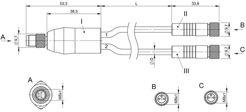 Y-образный распределитель Balluff BCC W314-W313-W313-U2050-006