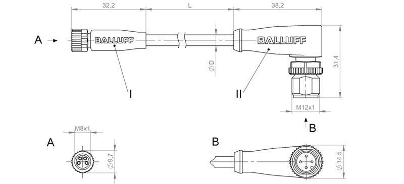 Соединительный кабель Balluff BCC M314-M424-3E-304-VX8434-050