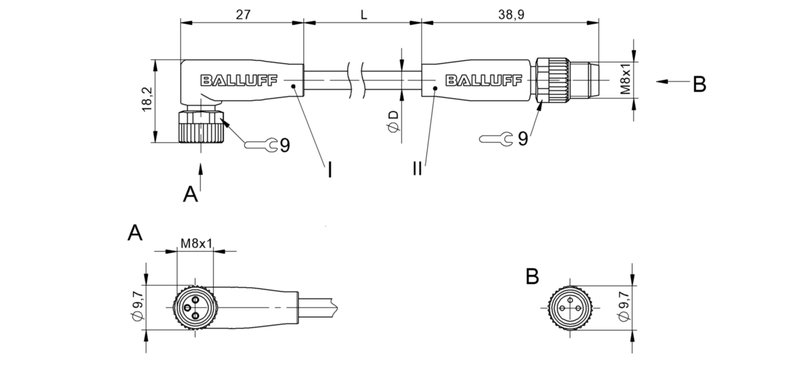 Соединительный кабель Balluff BCC M323-M313-30-300-PX43T2-020