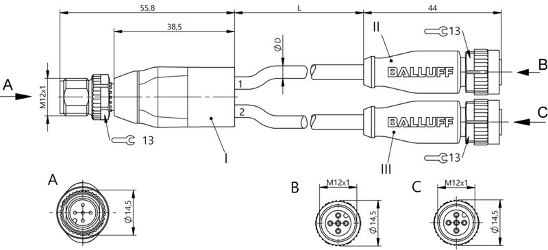 Y-образный распределитель Balluff BCC M415-M415-M415-U2093-002