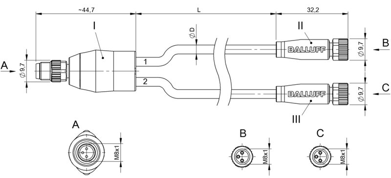 Y-образный распределитель Balluff BCC M313-M313-M313-U2017-003