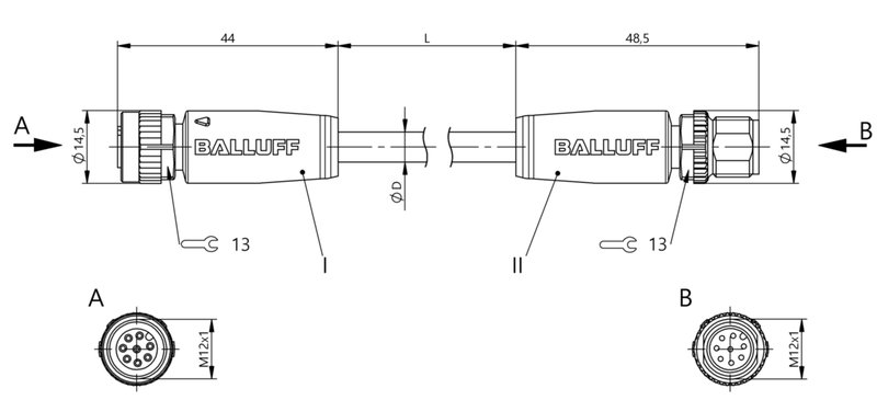 Соединительный кабель Balluff BCC M418-M418-3A-320-PX0825-030