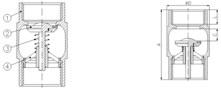 Клапан обратный пружинный резьбовой латунный Genebre 3122-06 Ру25 Ду25 (PN25 DN25 )