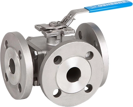 Кран шаровой трехходовой фланцевый из нержавеющей стали тип T Genebre 2541-06 Ру40 Ду25 (PN40 DN25)