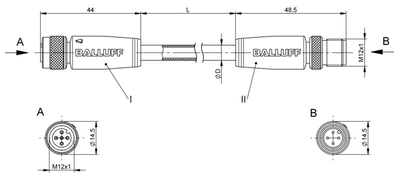 Соединительный кабель Balluff BCC W415-W414-3A-304-NW44T2-015
