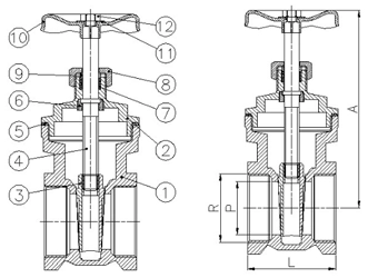 Задвижка клиновая резьбовая латунная Genebre 3220 Ру10 Ду32, (PN10 DN32)
