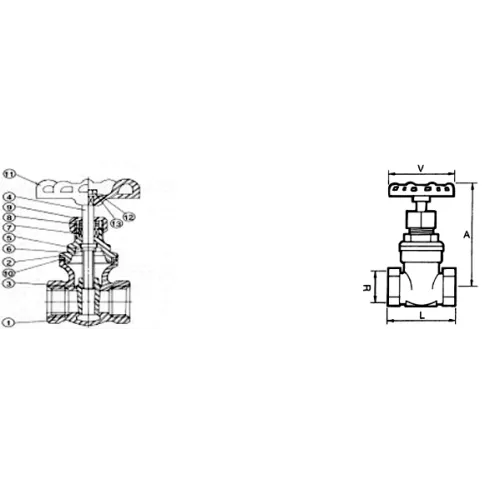 Задвижка клиновая резьбовая из нержавеющей стали Genebre 2220-06 Ру16 Ду25, (PN16 DN25)
