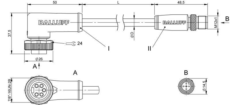 Соединительный кабель Balluff BCC A325-M415-3E-330-VS85N6-030