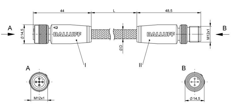 Соединительный кабель Balluff BCC W415-W414-3A-304-MW8434-100