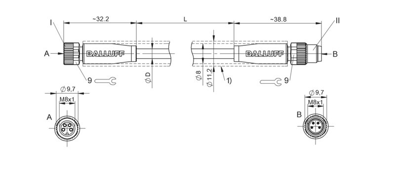 Соединительный кабель Balluff BCC M314-M314-30-304-EX44T2-020-C008