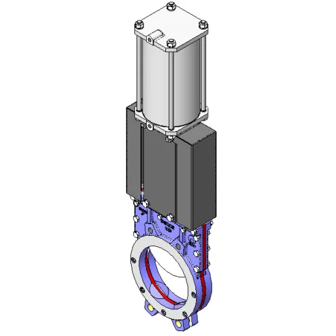 Задвижка шиберная чугунная межфланцевая с пневмоприводом СМО UB-012-01-0065--SsM-D/A-E ( PN10 DN65)