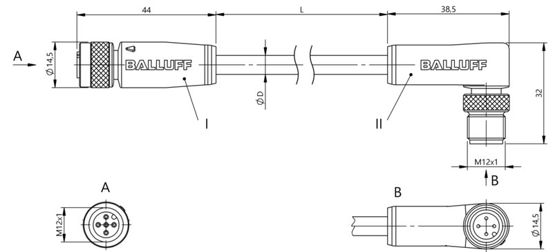 Соединительный кабель Balluff BCC M415-M424-3A-305-PS0434-010
