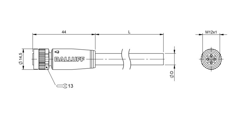 Разъем с кабелем Balluff BCC M414-0000-1S-140-PX04A5-400