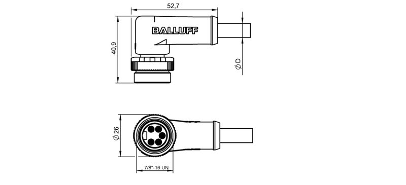 Разъем с кабелем Balluff BCC A325-0000-20-063-VX45W6-100
