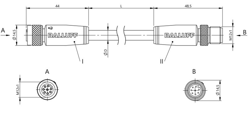Соединительный кабель Balluff BCC M418-M418-3A-351-PS0825-050