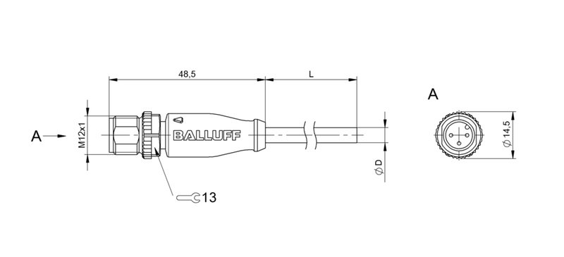 Разъем с кабелем Balluff BCC M413-0000-2A-002-PX43T2-050