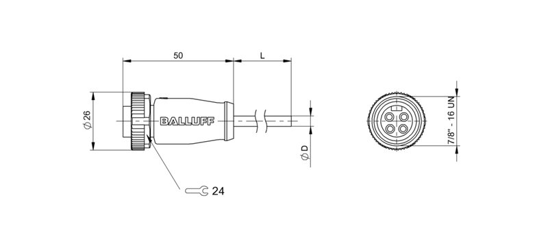 Разъем с кабелем Balluff BCC A314-0000-10-003-PX04A5-060
