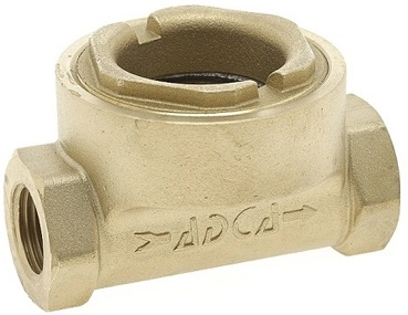 Стекло смотровое одностороннее боросиликатное в латунном корпусе ADCA SW12 Ру16 Ду3/4 (PN16 DN20 )