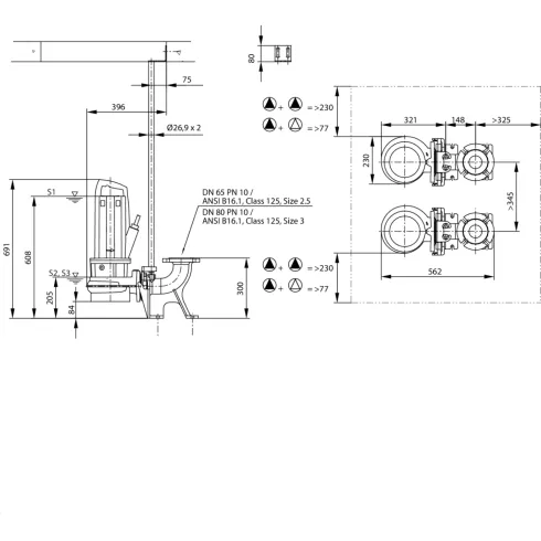 Фекальный насос Wilo Rexa PRO C06DA-344/EAD1X2-T0025-540-O 6077701
