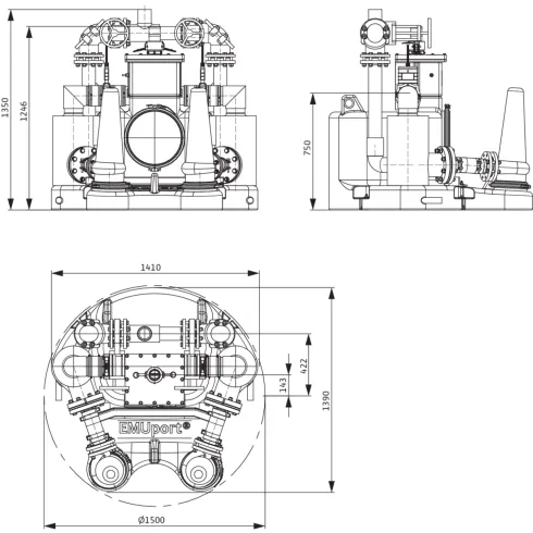 Стандартизированная напорная установка для отвода сточных вод с системой сепарации твердых веществ Wilo EMUport CORE 20.2-21A 6078609