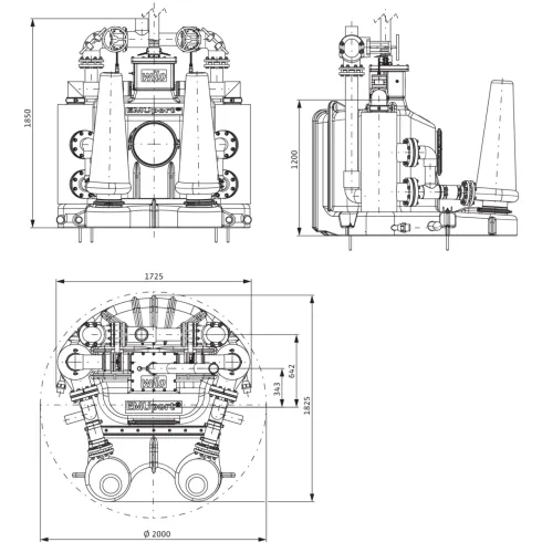 Стандартизированная напорная установка для отвода сточных вод с системой сепарации твердых веществ Wilo EMUport CORE 50.2-20A 6080619