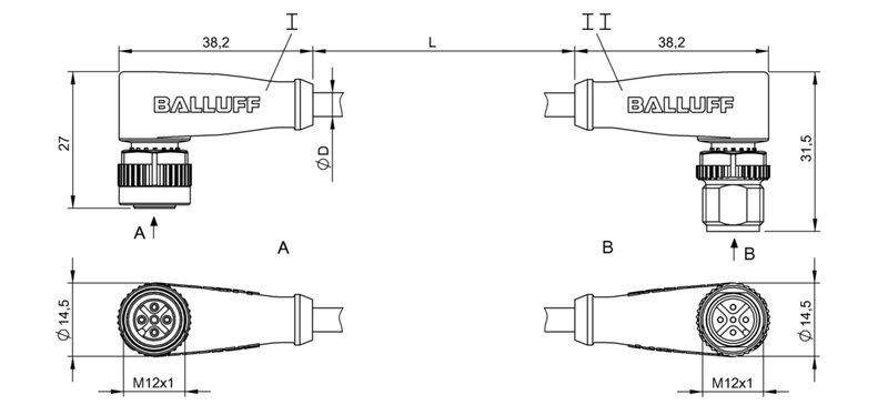 Соединительный кабель Balluff BCC M425-M425-3A-660-PX0534-020