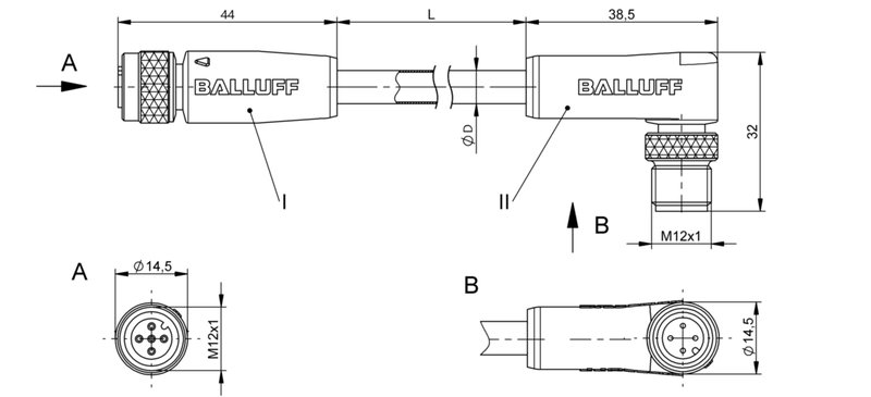 Соединительный кабель Balluff BCC W415-W424-3A-304-NW44T2-006