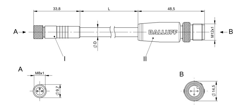 Соединительный кабель Balluff BCC W313-W413-3E-300-BW8334-006