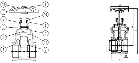 Задвижка клиновая резьбовая латунная Genebre 3221 Ру20 Ду65, (PN20 DN65)