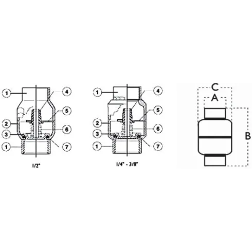 Клапан обратный дисковый резьбовой из нержавеющей стали Genebre 2445-02 Ру16 Ду8 (PN16 DN8 )