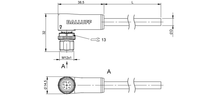 Разъем с кабелем Balluff BCC M428-0000-2A-044-PX0825-100