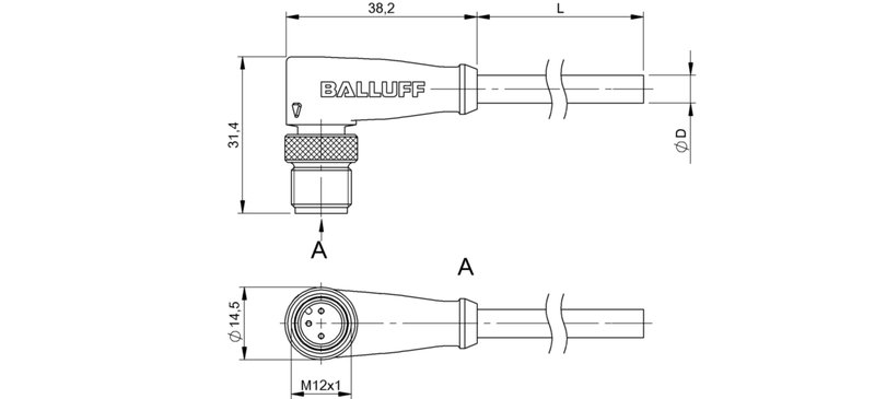 Разъем с кабелем Balluff BCC M423-0000-2A-037-VS8334-020