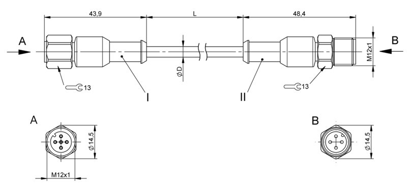 Соединительный кабель Balluff BCC S4B5-S4B4-3A-304-YX8434-150-C009