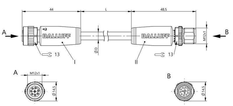 Соединительный кабель Balluff BCC M418-M41C-3A-674-PX0825-010