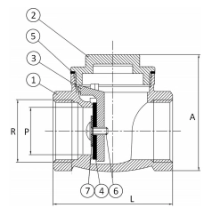 Клапан обратный поворотный резьбовой латунный Genebre 3180-07 Ру10 Ду32 (PN10 DN32 )