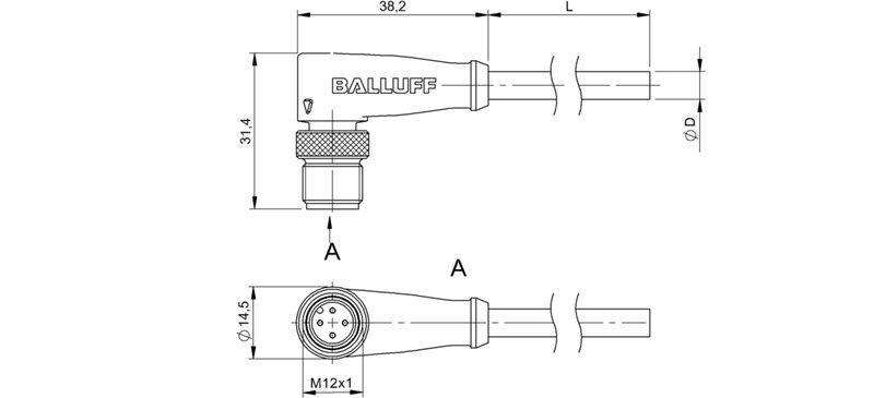 Разъем с кабелем Balluff BCC M424-0000-2A-014-VS8434-020
