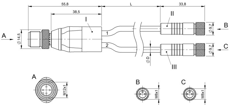 Y-образный распределитель Balluff BCC W414-W313-W313-U2049-006