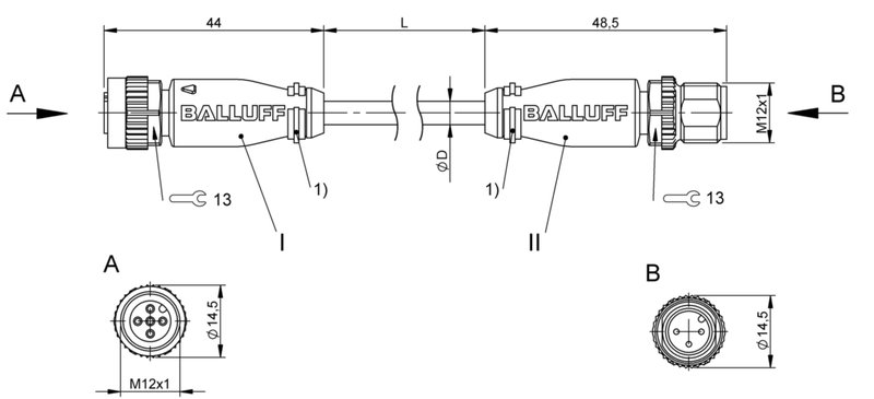 Соединительный кабель Balluff BCC M415-M413-3A-300-PH0334-030
