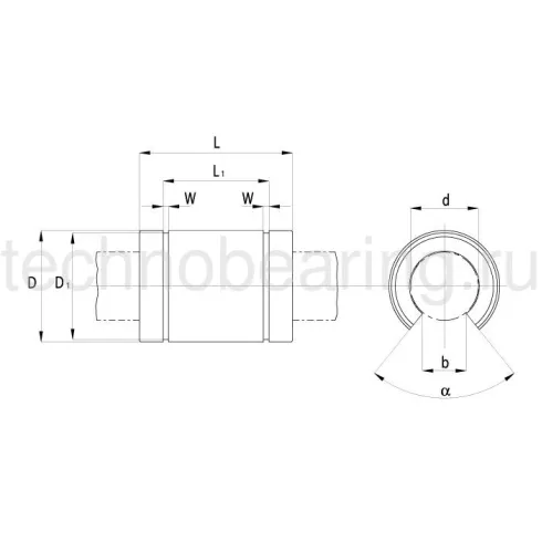 Линейный шариковый подшипник TECHNIX LME 50-UU-OP (KBO 50 100 PP)
