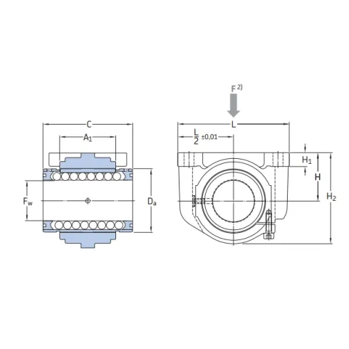 Линейный подшипник в сборе с корпусом SKF LUCE 16 D-2LS